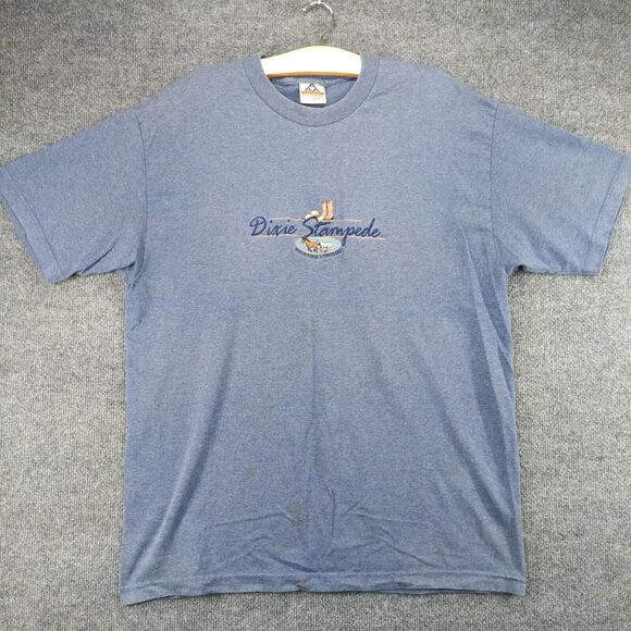 Alstyle Apparel Dixie Stampede Embroidered T-Shirt Mens XL Blue Polycotton - Picture 2 of 13